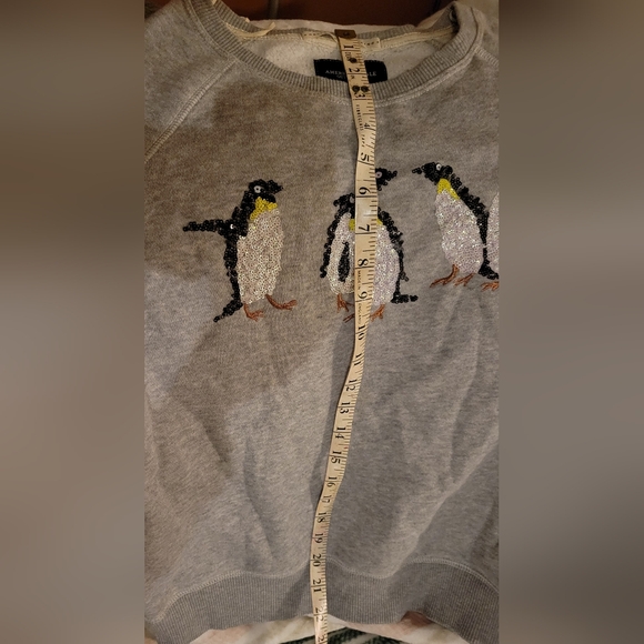 American Eagle Outfitters cute gray sweatshirt with penguins - Picture 6 of 6